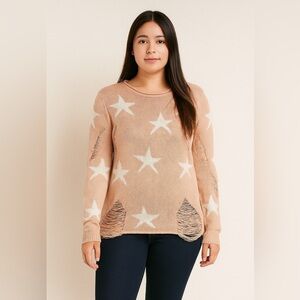 Forever 21 Coral Distressed Knit Sweater